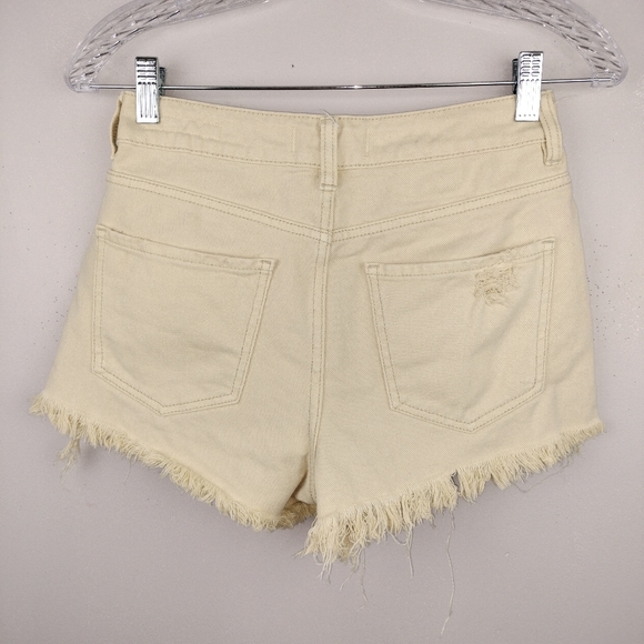 PacSun High Waist Distressed Mom Shorts in Pale Yellow Sz. 24 - Picture 5 of 7